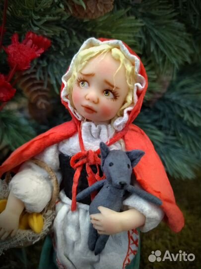 Ватная игрушка на елку Красная Шапочка