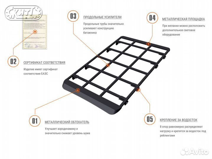 Багажник на УАЗ Патриот без рейлингов (усиленный)