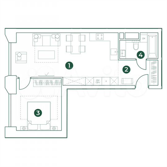 Квартира-студия, 51 м², 3/31 эт.