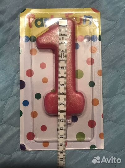 Большая розовая свеча для торта цифра 1