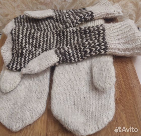 Варежки чистая шерсть, удобные, тепленькие
