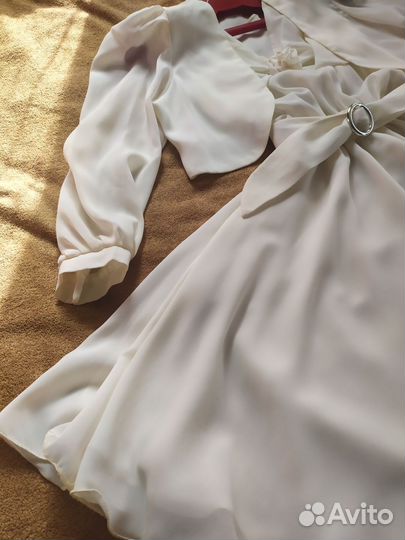 Платье для девочки, бежевый цвет, шифон