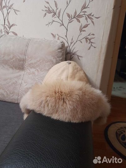 Шапка- ушанка натуральная, кожа +песец