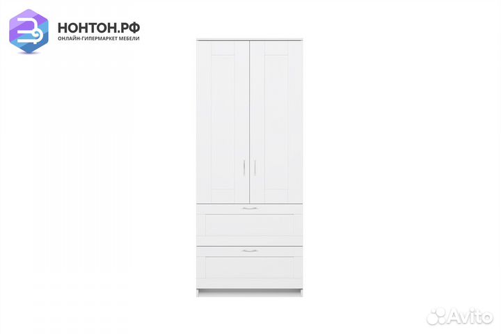 Шкаф двухстворчатый Сириус белый с двумя ящиками