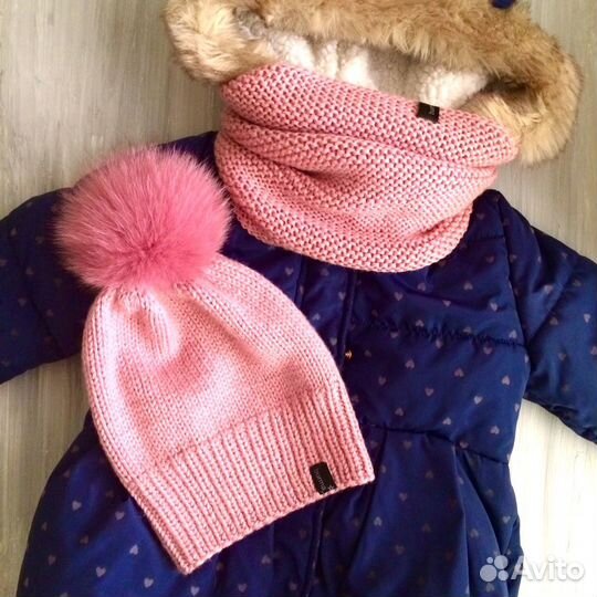 Шапка с помпоном и снуд