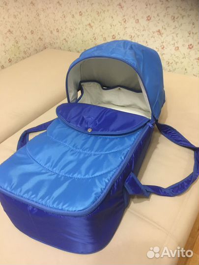 Детская люлька-переноска (кокон) цвет сине-василек