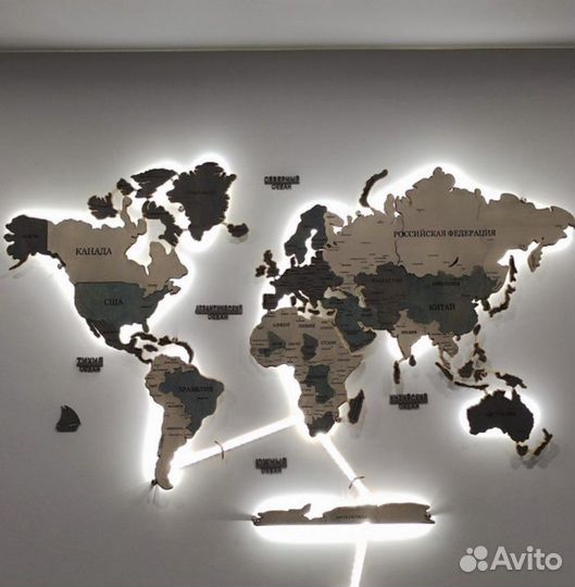 Карта мира из дерева / Деревянная карта мира