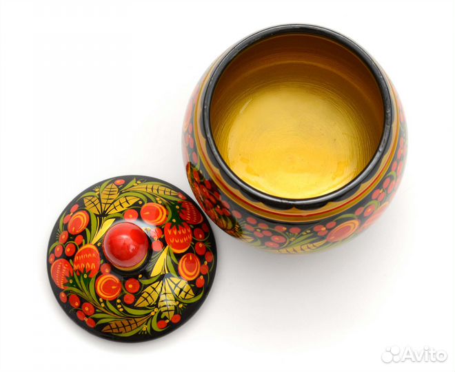 Сахарница деревянная хохлома D11 H16 см. Бочонок р