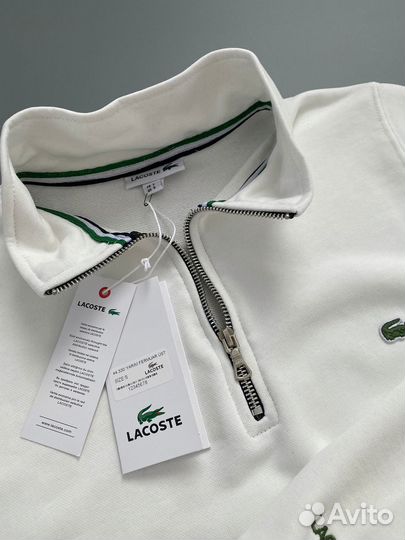 Свитшот lacoste полузамок в стиле old money белый