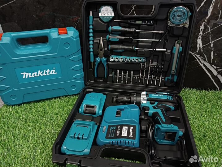 Шуруповерт с набором Makita 21v ударный новый