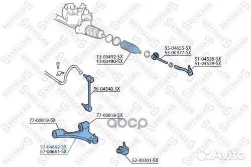 Рычаг левый MB W169 all 04 5704662SX Stellox