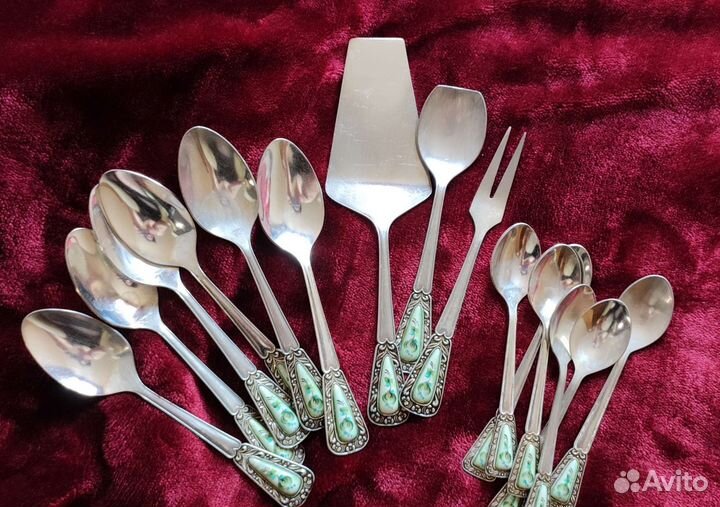 Набор чайный, кофейный, мкз Мельхиор финифть