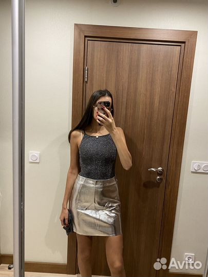 Блестящая юбка боди топ