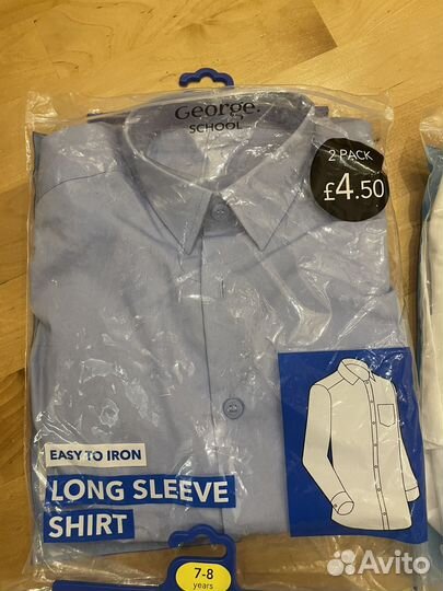 Новые школьные рубашки George Asda 7-8 (122-128)