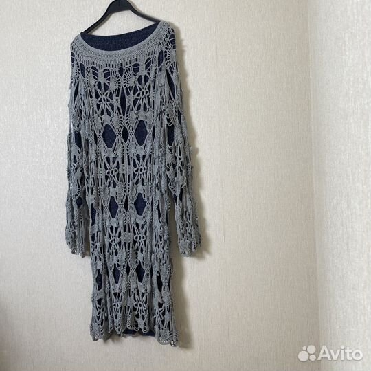 Платье вязанное сетка ручная работа