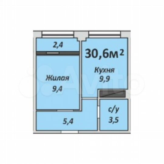 1-к. квартира, 30,6 м², 5/9 эт.