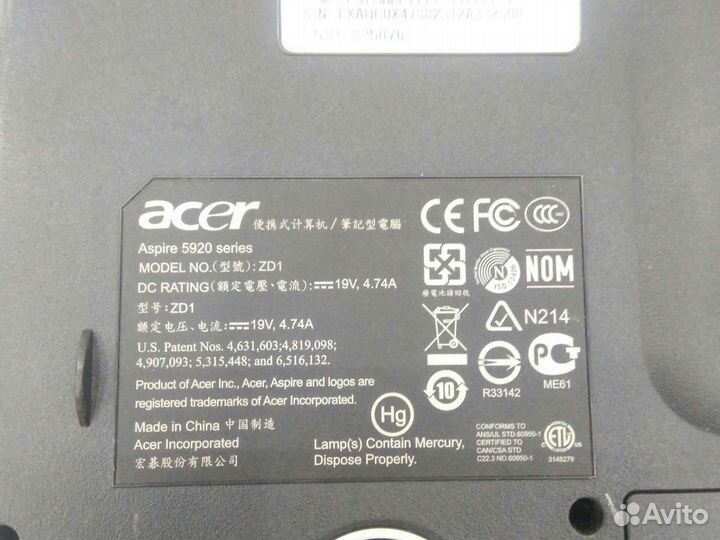 Ноутбук на запчасти acer 5920 series. Zd1