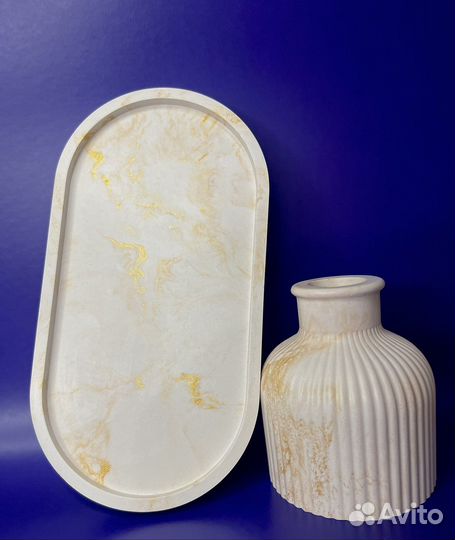 Набор из гипса подставка для интерьера мрамор