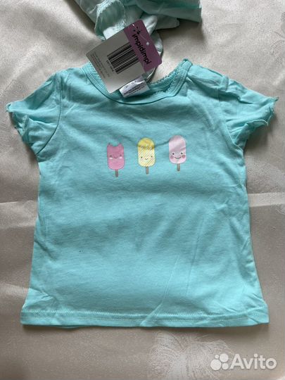 Летний комплект для девочки (шорты,футболка) 62-68