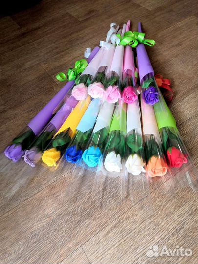 Мыльные розы в упаковке с бантом