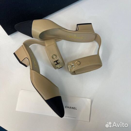 Туфли Chanel кожаные натуральные бежевые