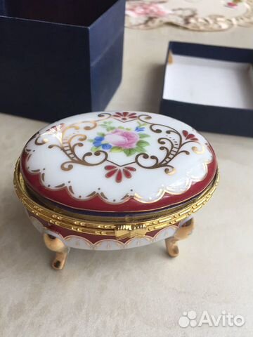 Новая шкатулочка фарфор +металл в упаковке