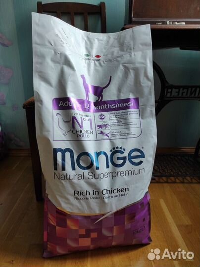 Корм для кошек monge adult 10кг