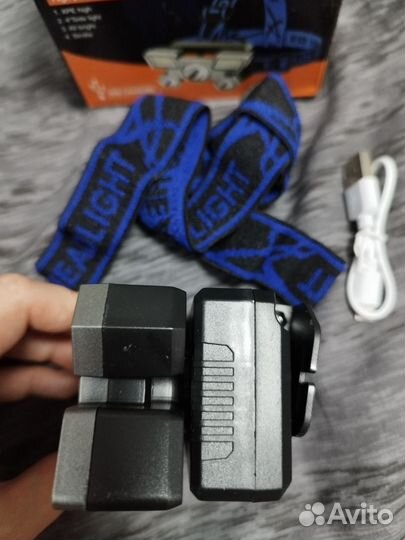 Налобный фонарик аккумуляторный новый