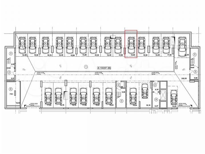 Машиноместо, 16 м²