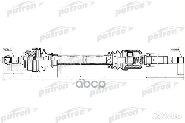 Привод пер.прав.25x939x58,5x24 citroen berlingo