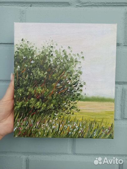 Картина летний пейзаж маслом природа лето