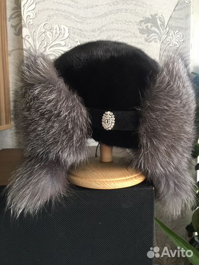 Шапка зимняя женская чернобурка-норка