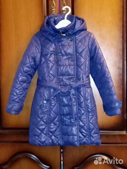 Пальто(Acoola)р.122-128 + Сапоги р.32 + Шапка