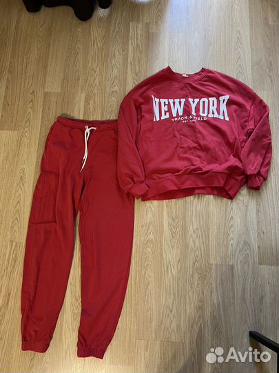 Костюм спортивный хлопок H&M красный Xs S
