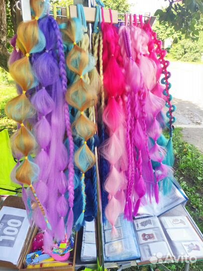 Канекалон. Цветные пряди. Резинки