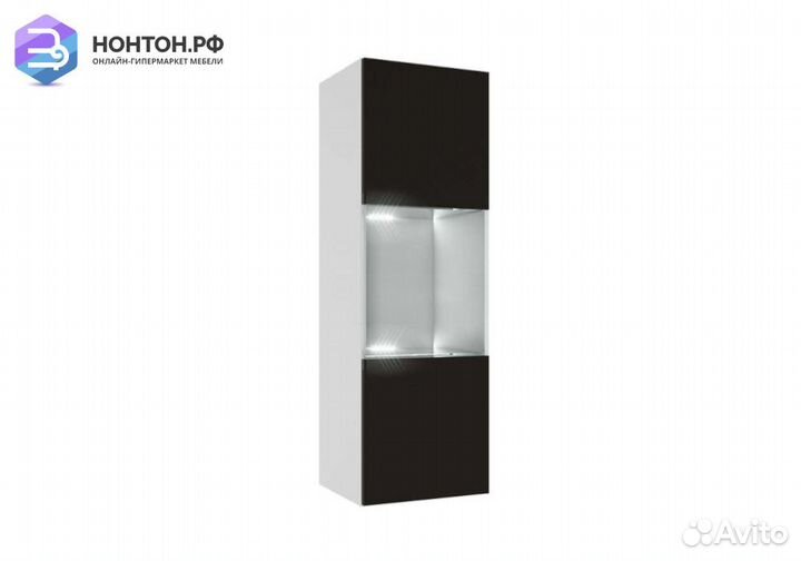 Витрина Флорис 2 черный глянец / белый