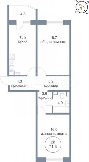 2-к. квартира, 71,3 м², 10/17 эт.