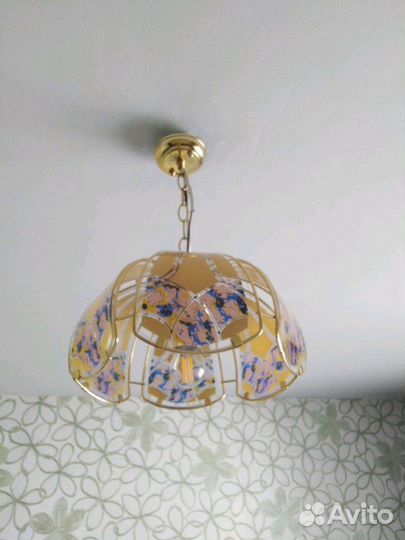 Люстра потолочная Италия (металл и стекло с пескос