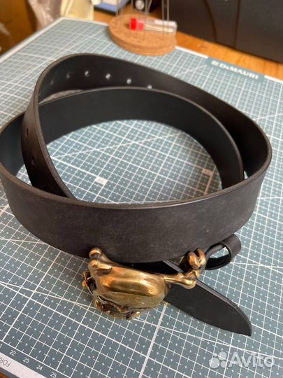 Мужской кожаный ремень череп, ручной работы