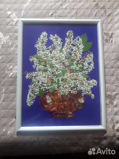 Букет черемухи-картина из сухих соцветий черемухи