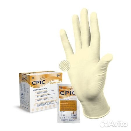 Перчатки медицинские стерильные латексные 6,5 и 8