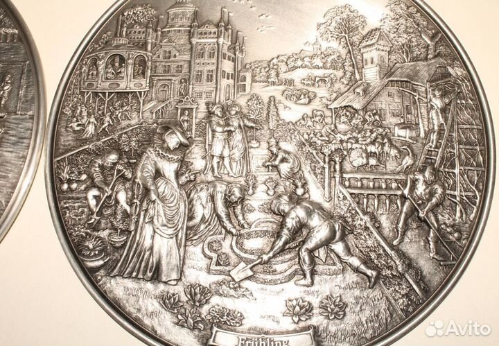 Немецкие Рельефные Оловянные Панно: Весна, Лето