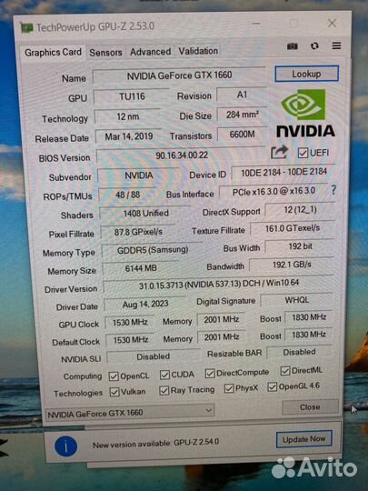 Видеокарта gtx 1660 6 GB palit