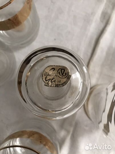 Рюмки с золотыми ободками Bohemia Чехословакия