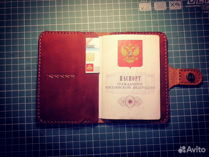 Обложка на паспорт, натуральная кожа