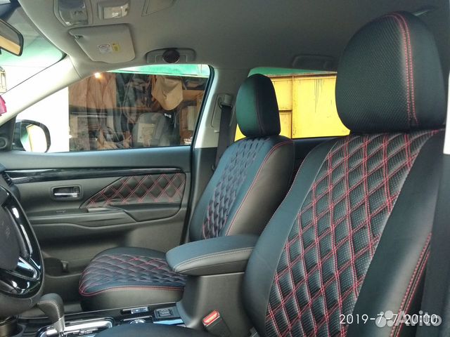 Авточехлы для Mitsubishi Outlander Экокожа Ромб 3D