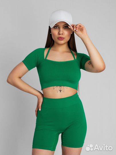 Костюм для фитнеса женский зеленый
