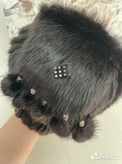 Шапка норковая женская вязаная
