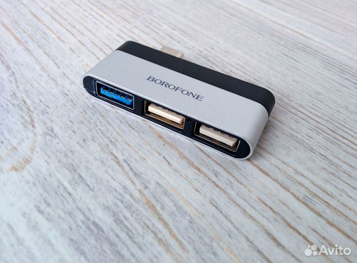 Переходник Type-c на 3 usb Borofone DH1