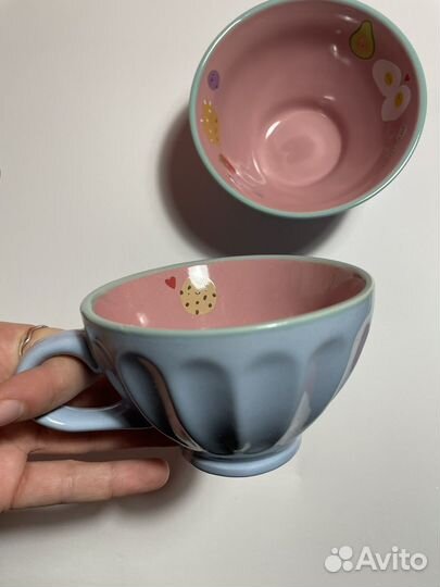 Тарелка с чашкой керамические